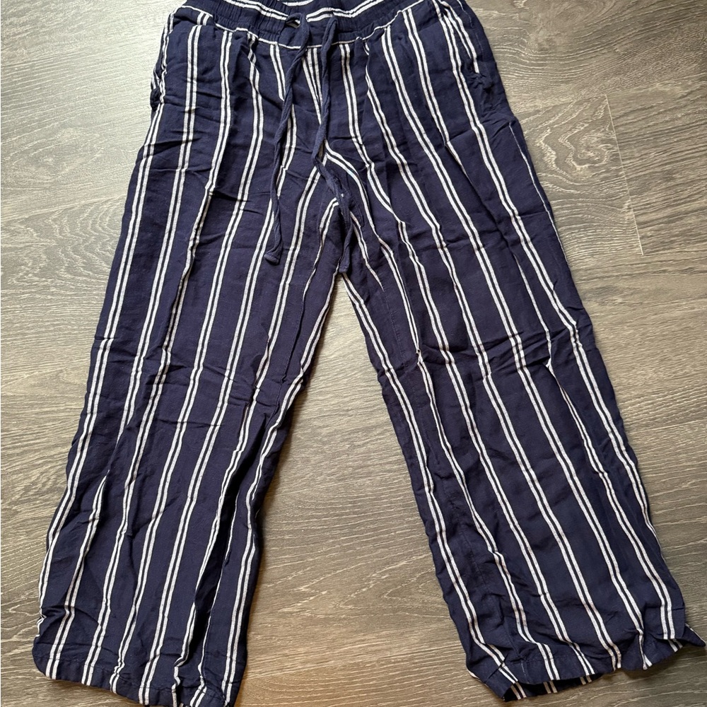 Navy and White Striped Pants